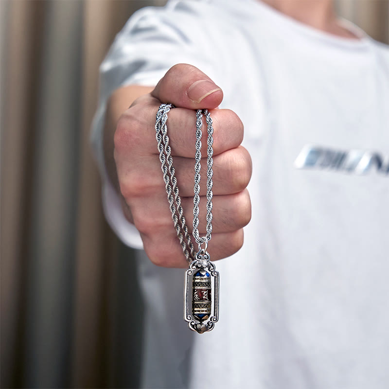 Vintage Om Mani Padme Hum Prayer Wheel Copper Luck Pendant