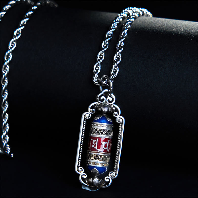 Vintage Om Mani Padme Hum Prayer Wheel Copper Luck Pendant