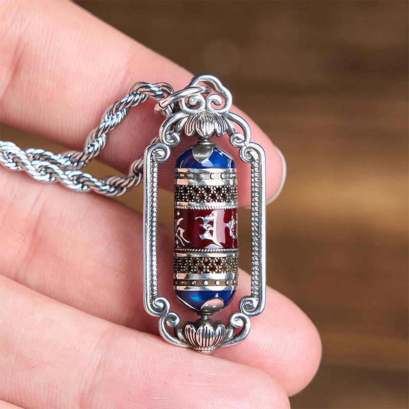 Vintage Om Mani Padme Hum Prayer Wheel Copper Luck Pendant