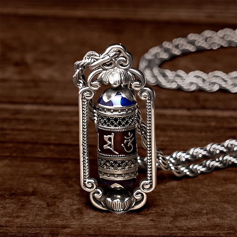 Vintage Om Mani Padme Hum Prayer Wheel Copper Luck Pendant