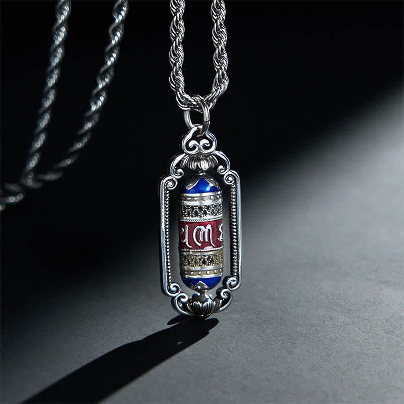 Vintage Om Mani Padme Hum Prayer Wheel Copper Luck Pendant