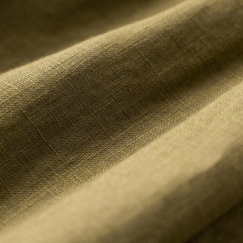 Plain Color 7-8 Length Capri Cropped Pants Cotton Linen Women's Wide Leg Pants With Pockets