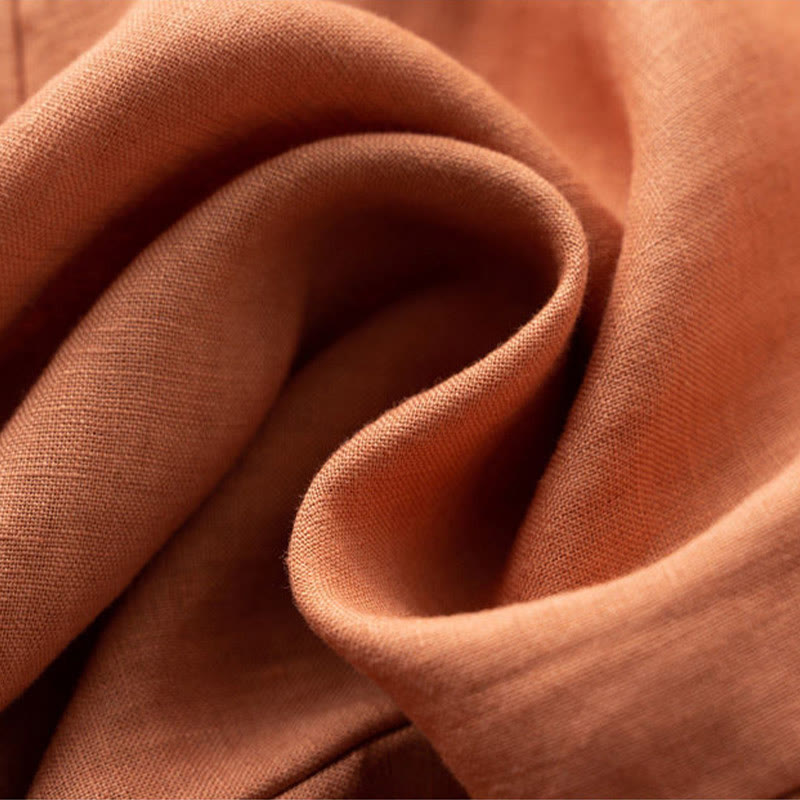 Plain Color 7-8 Length Capri Cropped Pants Cotton Linen Women's Wide Leg Pants With Pockets