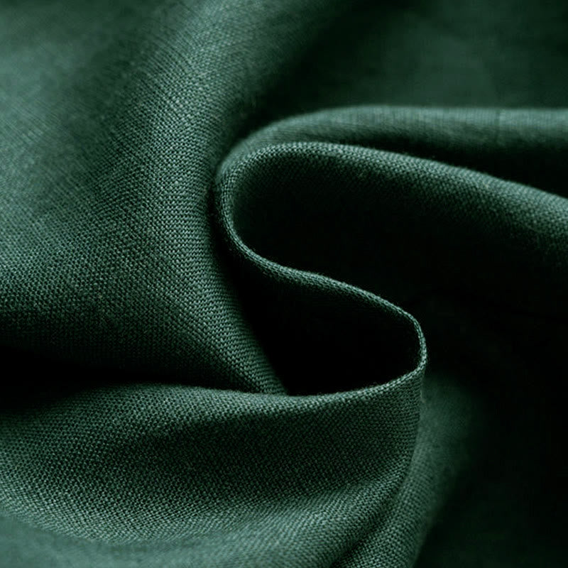 Plain Color 7-8 Length Capri Cropped Pants Cotton Linen Women's Wide Leg Pants With Pockets