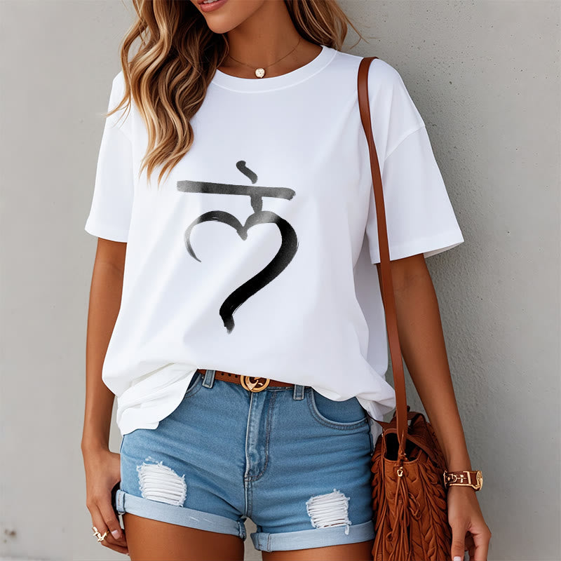 Tactile Cotton Sanskrit LAM Mantra Grounding T-Shirt