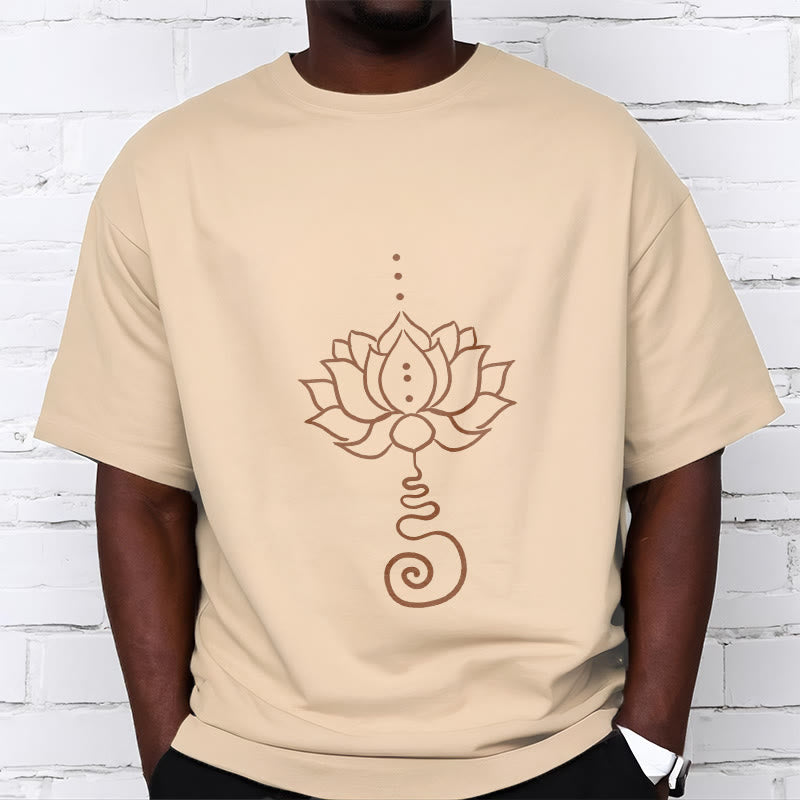 Tactile Cotton Minimalist Lotus Meditation T-Shirt