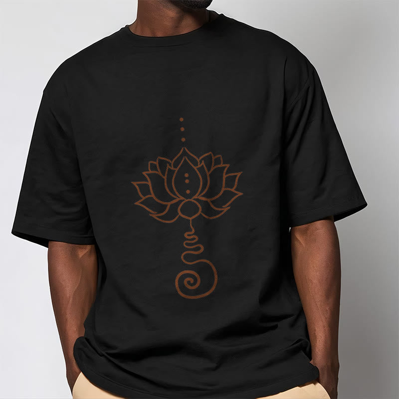 Tactile Cotton Minimalist Lotus Meditation T-Shirt