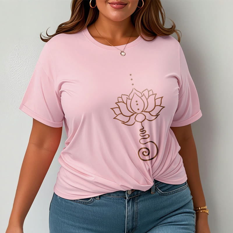Tactile Cotton Minimalist Lotus Meditation T-Shirt