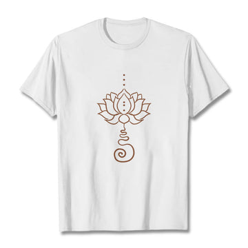 Tactile Cotton Minimalist Lotus Meditation T-Shirt