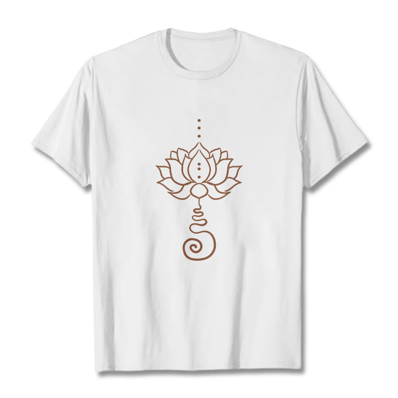 Tactile Cotton Minimalist Lotus Meditation T-Shirt