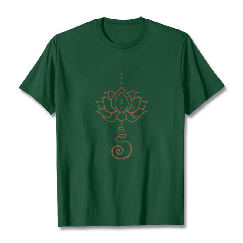 Tactile Cotton Minimalist Lotus Meditation T-Shirt