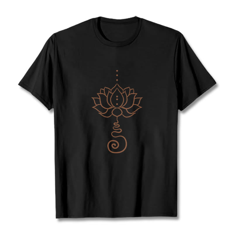 Tactile Cotton Minimalist Lotus Meditation T-Shirt
