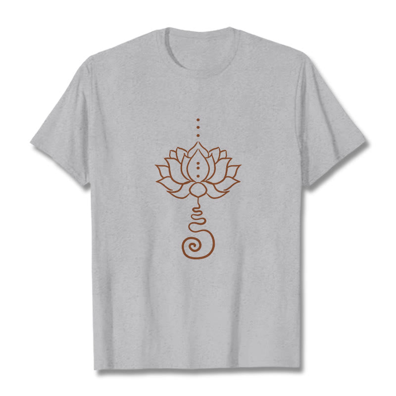 Tactile Cotton Minimalist Lotus Meditation T-Shirt