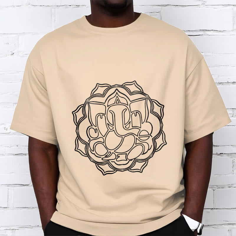 100% Cotton Mandala Ganesha Graphic Crew Neck Meditation Tee