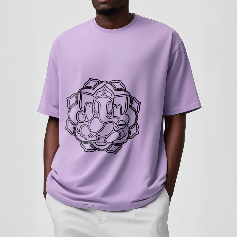 100% Cotton Mandala Ganesha Graphic Crew Neck Meditation Tee