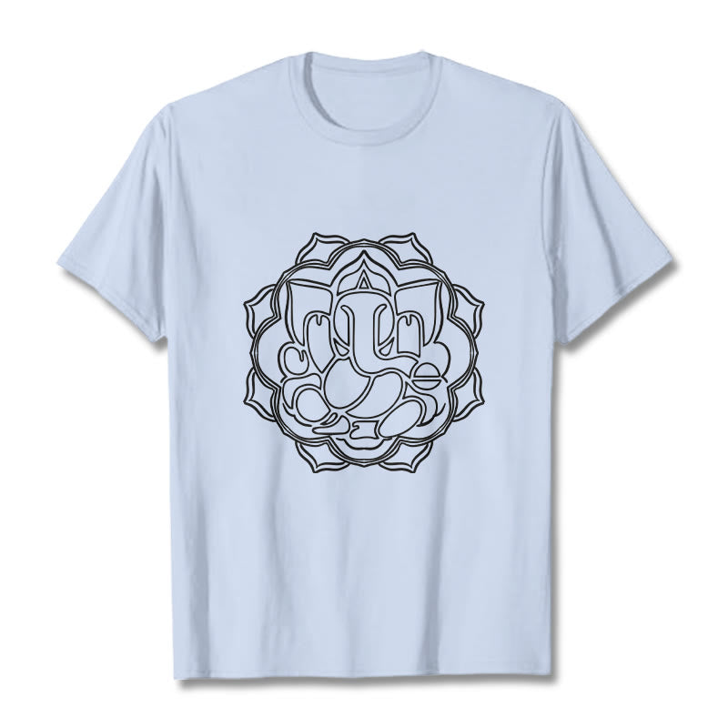 100% Cotton Mandala Ganesha Graphic Crew Neck Meditation Tee