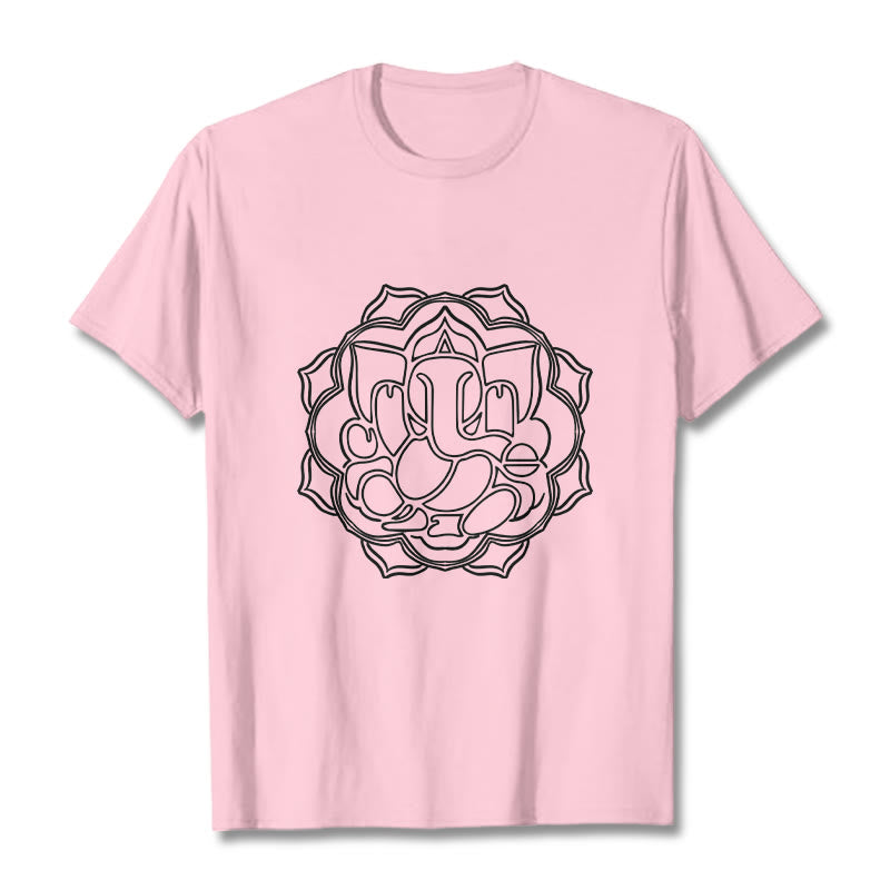 100% Cotton Mandala Ganesha Graphic Crew Neck Meditation Tee