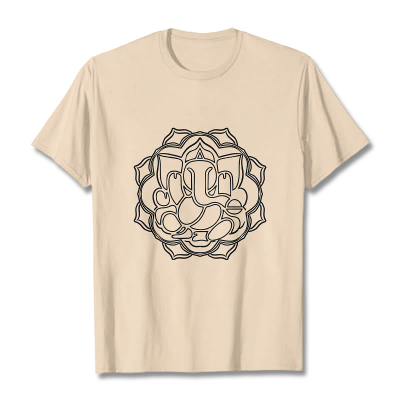 100% Cotton Mandala Ganesha Graphic Crew Neck Meditation Tee