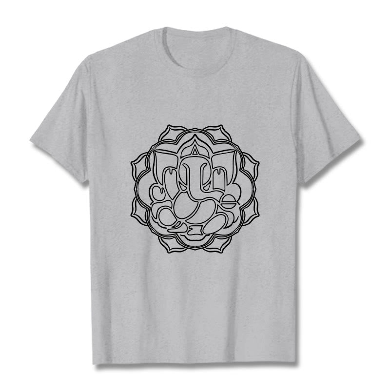 100% Cotton Mandala Ganesha Graphic Crew Neck Meditation Tee