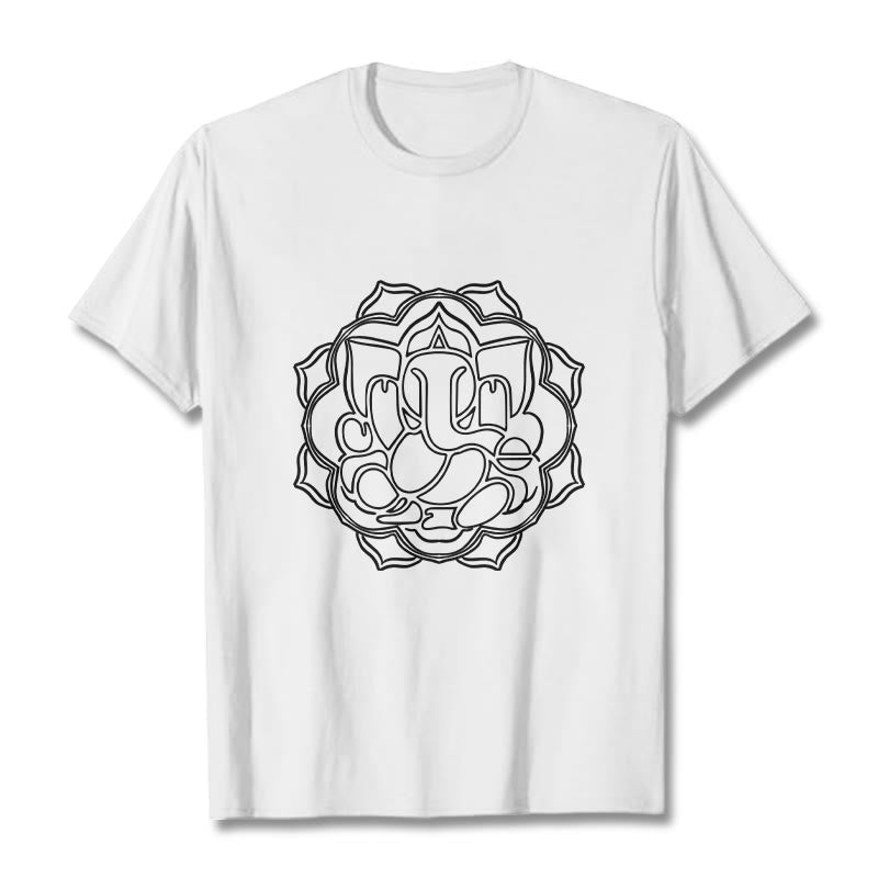 100% Cotton Mandala Ganesha Graphic Crew Neck Meditation Tee