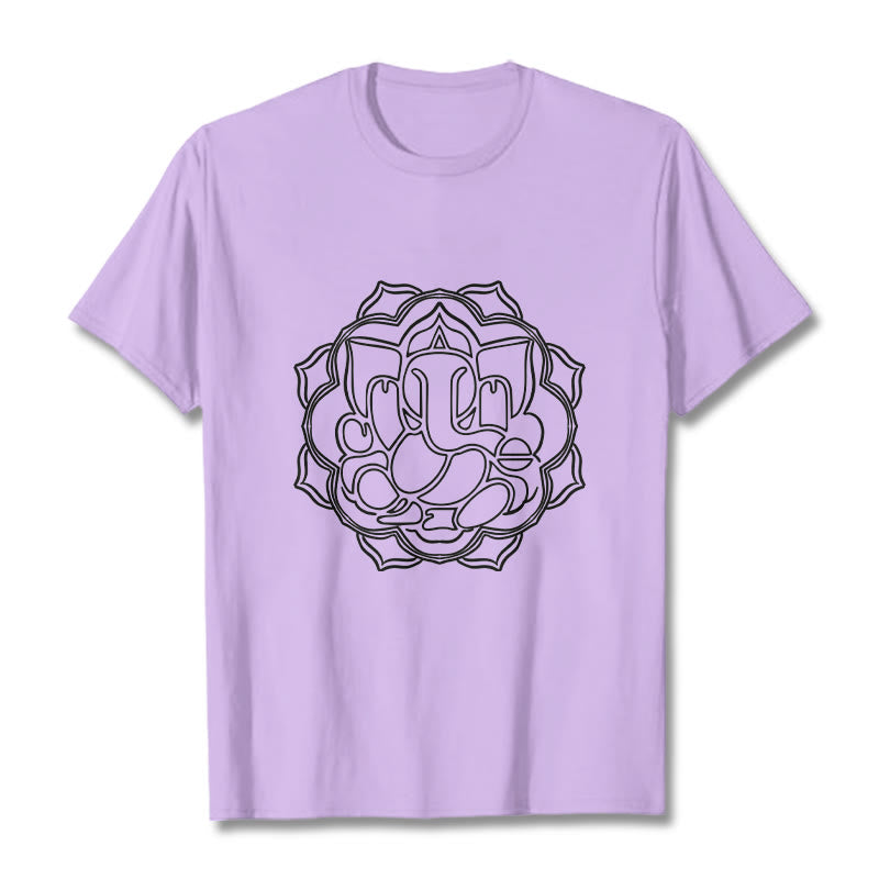 100% Cotton Mandala Ganesha Graphic Crew Neck Meditation Tee