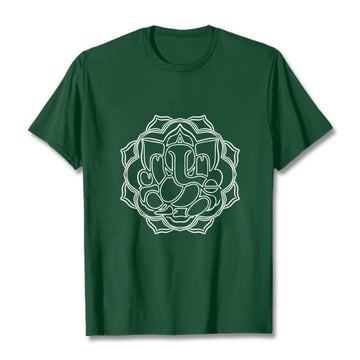 100% Cotton Mandala Ganesha Graphic Crew Neck Meditation Tee
