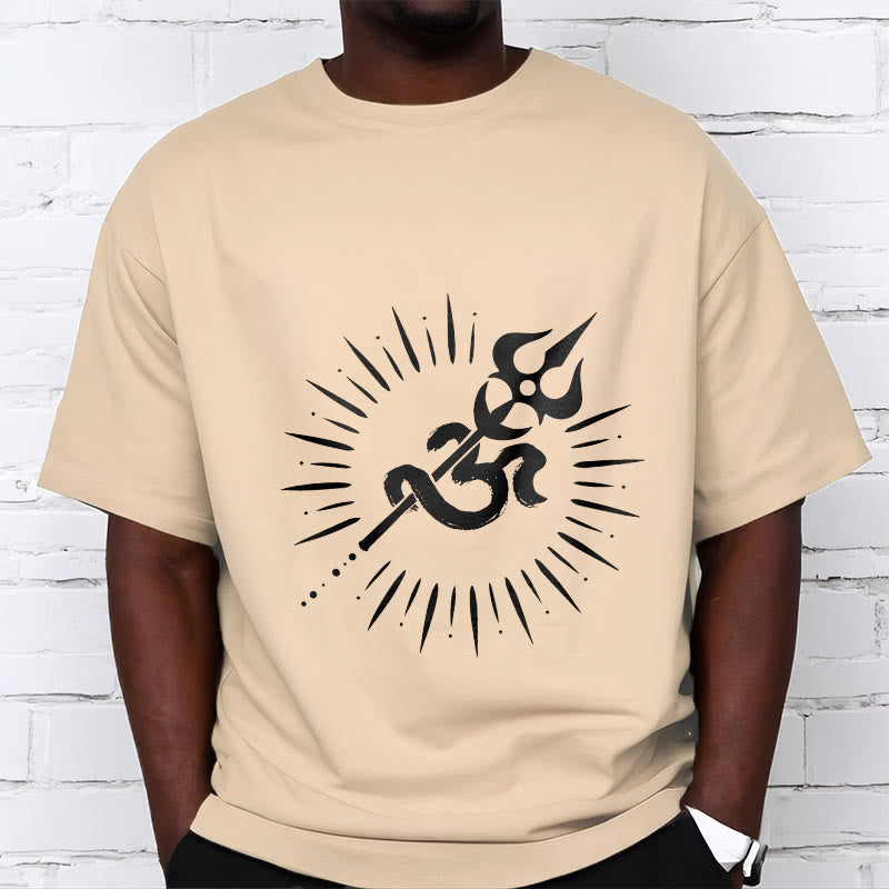 Tactile Cotton Om Trident Graphic Meditation Tee