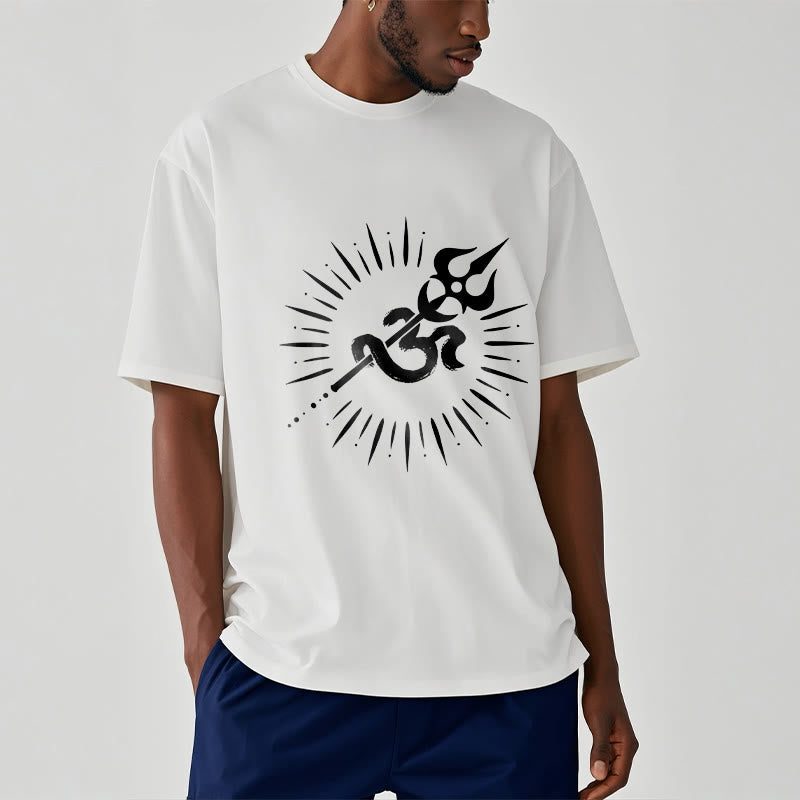 Tactile Cotton Om Trident Graphic Meditation Tee