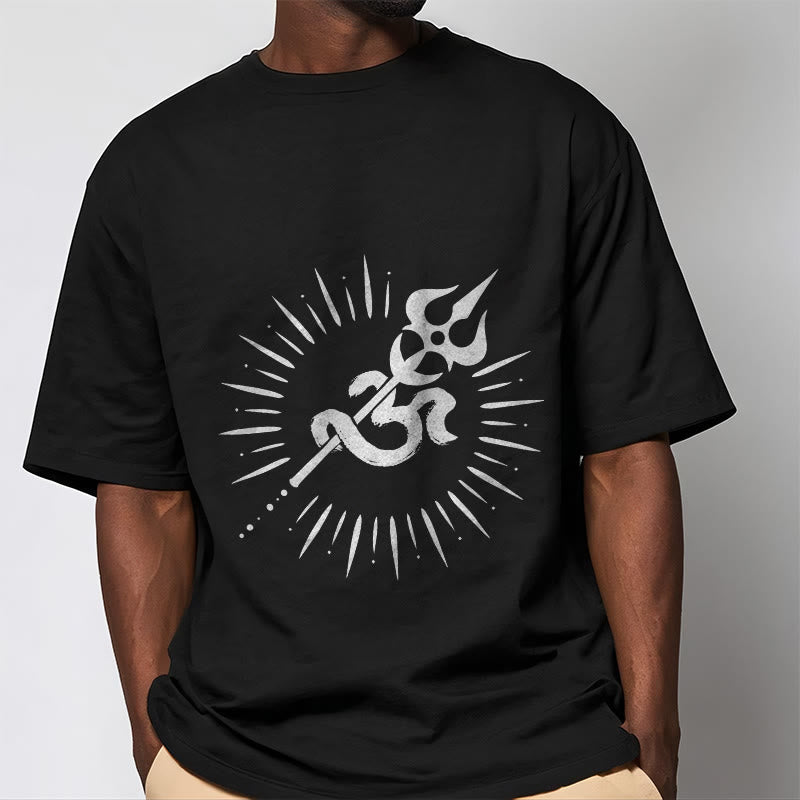 Tactile Cotton Om Trident Graphic Meditation Tee