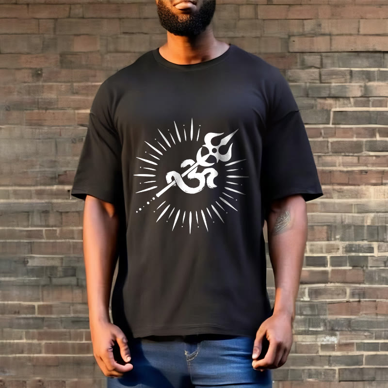Tactile Cotton Om Trident Graphic Meditation Tee