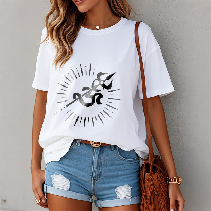 Tactile Cotton Om Trident Graphic Meditation Tee