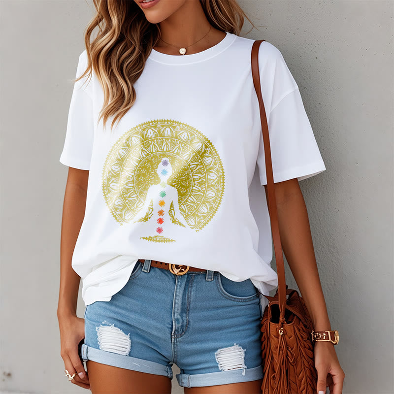 Tactile Cotton Chakra Alignment Meditative Graphic Tee