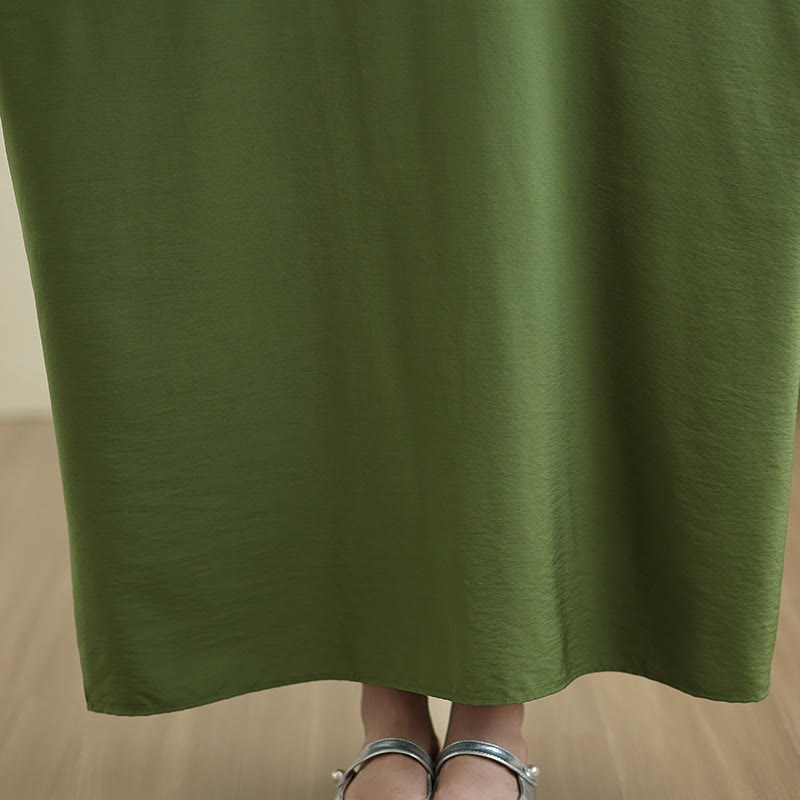 Tactile Cotton Linen V-Neck Grounding Maxi Dress