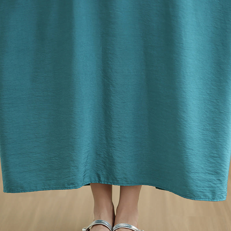 Tactile Cotton Linen V-Neck Grounding Maxi Dress