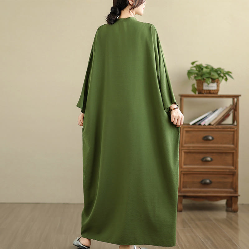 Tactile Cotton Linen V-Neck Grounding Maxi Dress