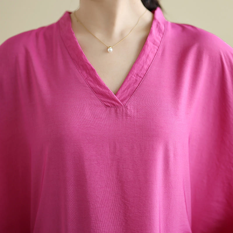 Tactile Cotton Linen V-Neck Grounding Maxi Dress