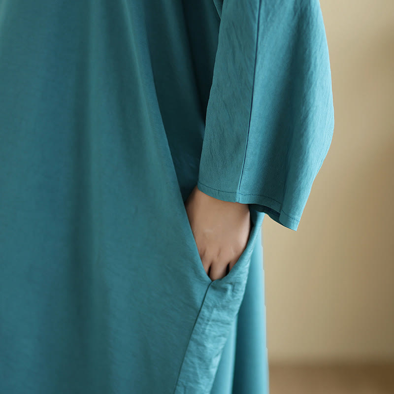 Tactile Cotton Linen V-Neck Grounding Maxi Dress