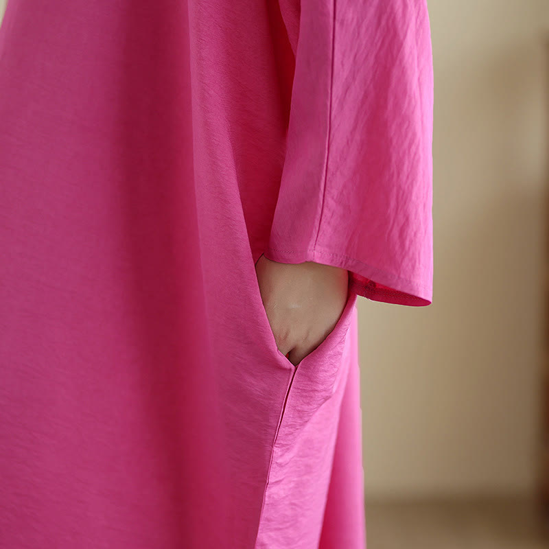 Tactile Cotton Linen V-Neck Grounding Maxi Dress