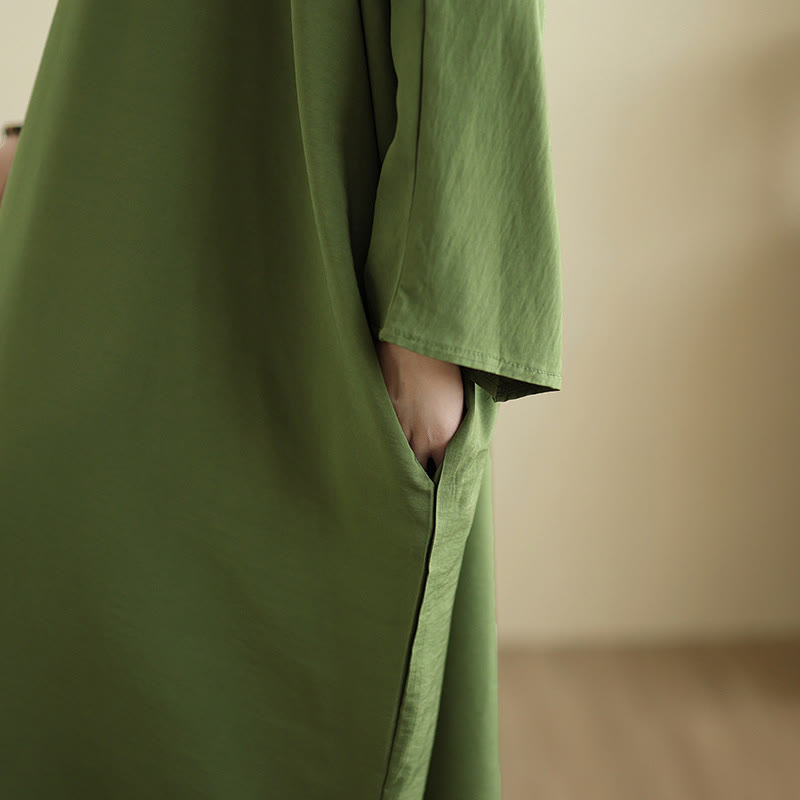 Tactile Cotton Linen V-Neck Grounding Maxi Dress
