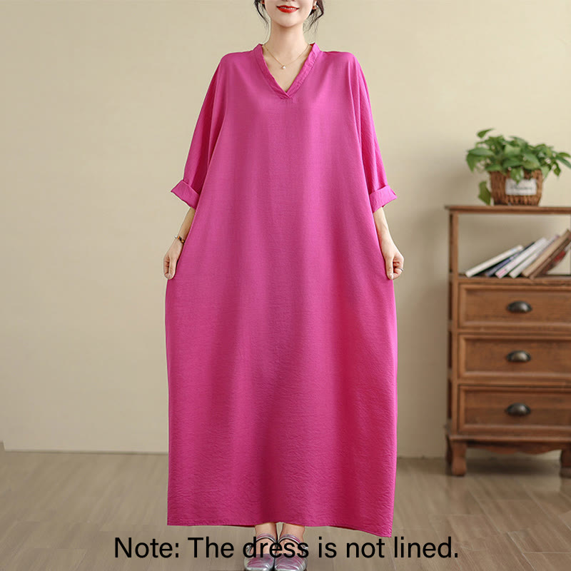 Tactile Cotton Linen V-Neck Grounding Maxi Dress