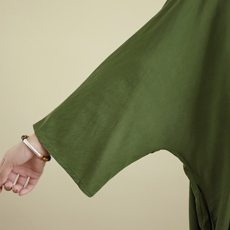 Tactile Cotton Linen V-Neck Grounding Maxi Dress