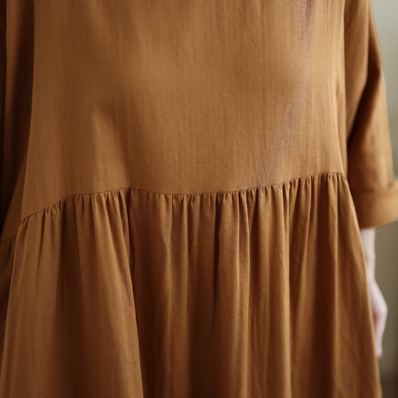 Cotton Linen Hooded Midi Dress for Mindful Daily Movement