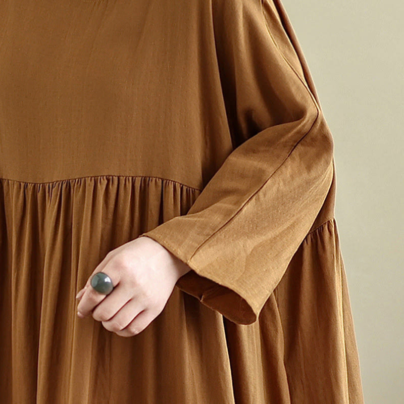 Cotton Linen Hooded Midi Dress for Mindful Daily Movement