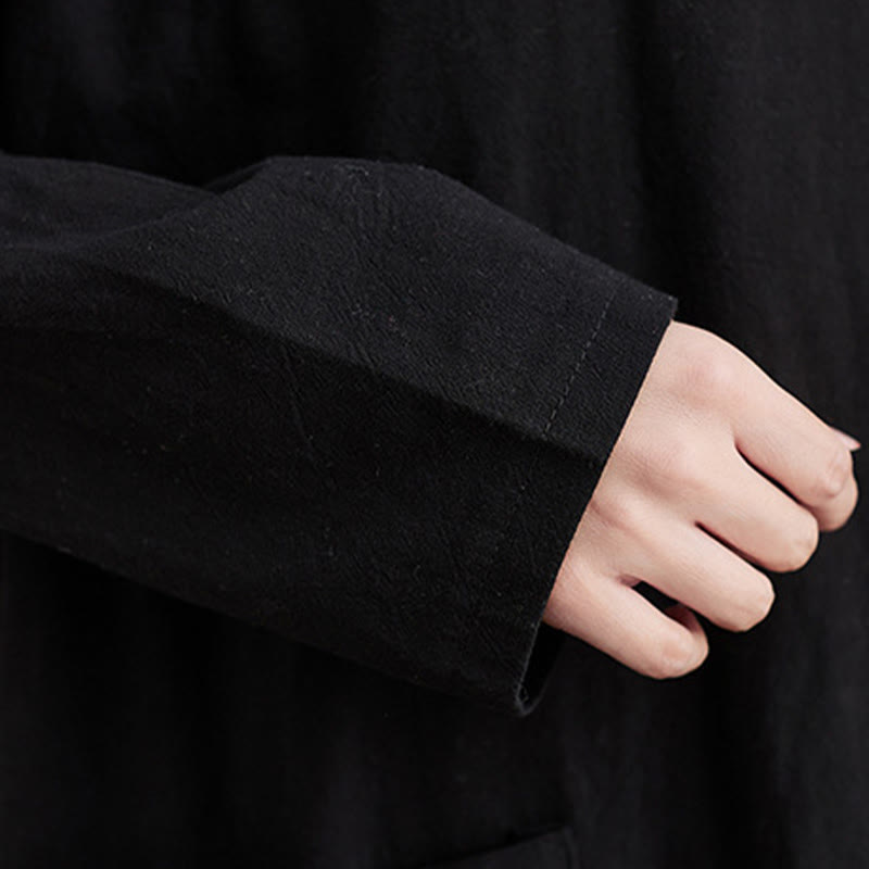 Tactile Cotton Linen Long Sleeve Grounding Midi Dress