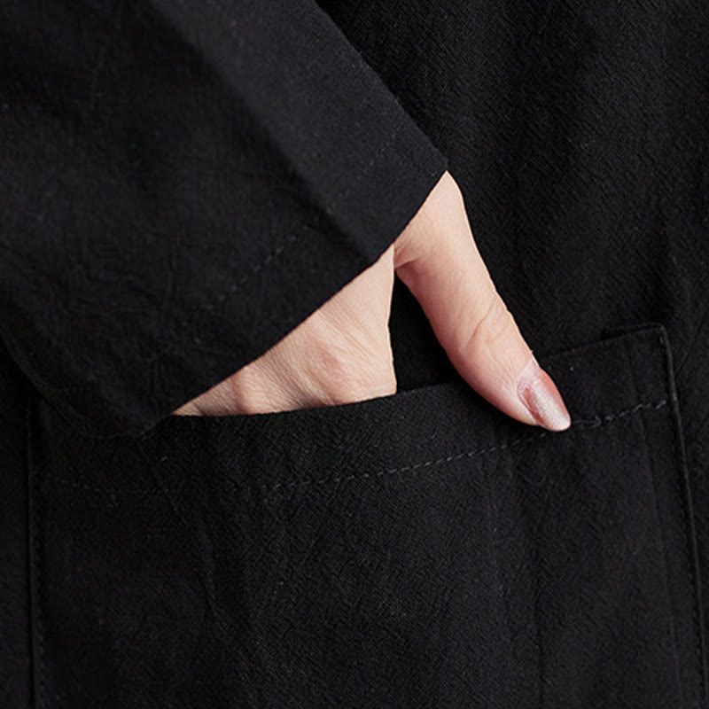Tactile Cotton Linen Long Sleeve Grounding Midi Dress