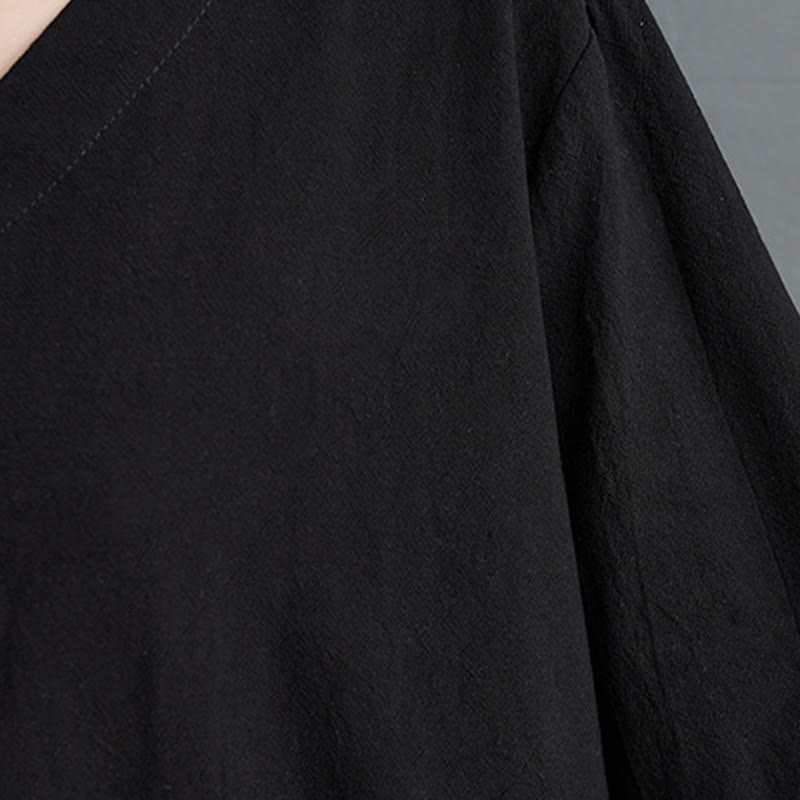 Tactile Cotton Linen Long Sleeve Grounding Midi Dress