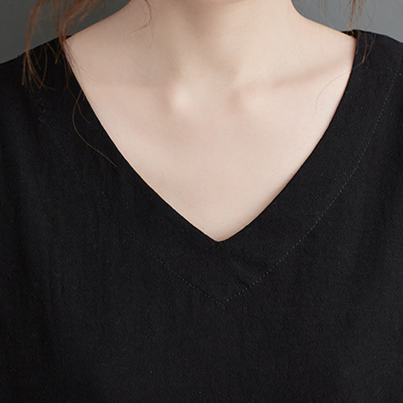 Tactile Cotton Linen Long Sleeve Grounding Midi Dress