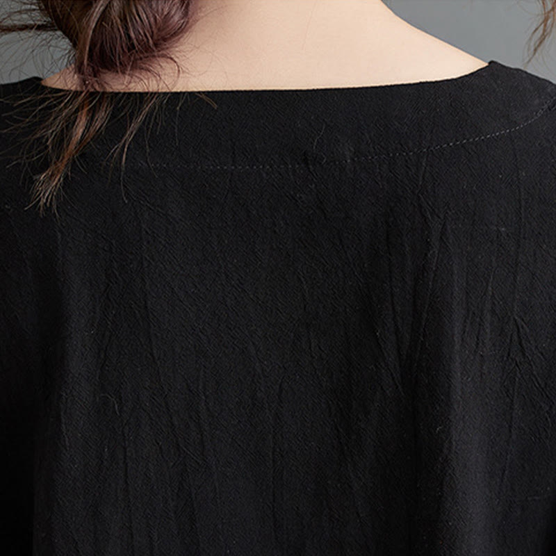 Tactile Cotton Linen Long Sleeve Grounding Midi Dress