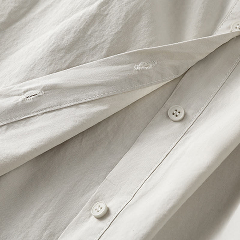 Tactile Cotton Blend Lapel Pocket Mindful Midi Dress