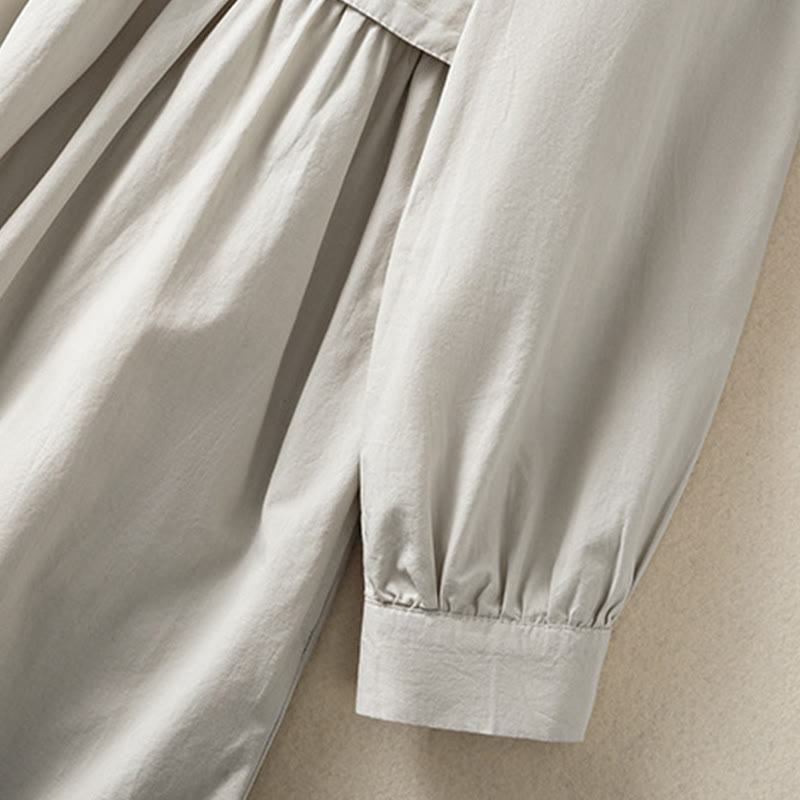 Tactile Cotton Blend Lapel Pocket Mindful Midi Dress